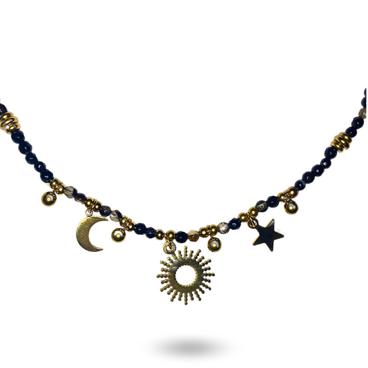 "Sun Dreamer" - Collier acier inoxydable & perles naturelles